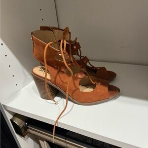 Lace up low heel sandals